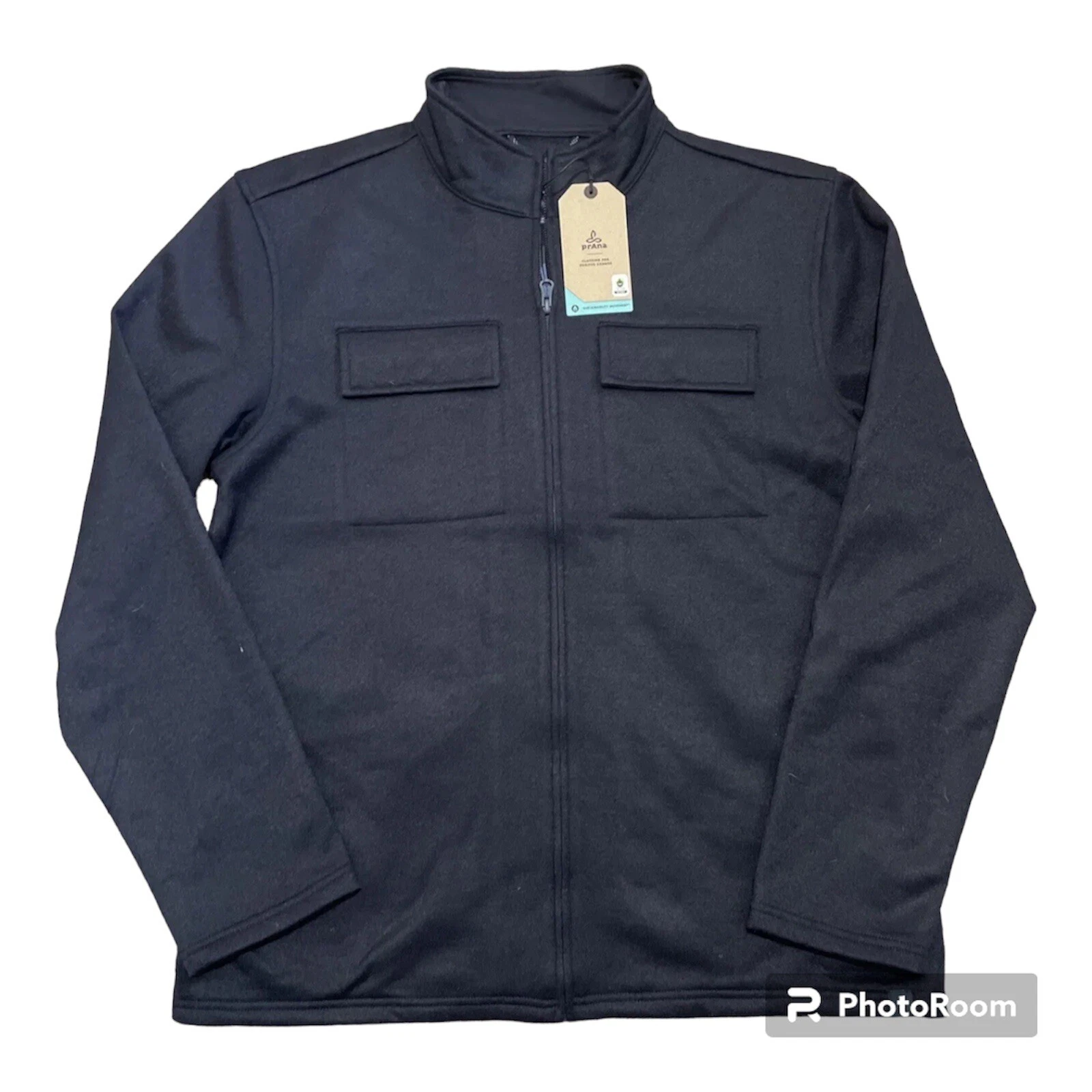 PRANA Brookland Sweater Jacket Shacket Nautical Navy Full Zip Men Large NWT $139