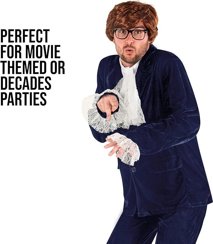 Hombre 60s Austin Powers Disfraz Adulto Azul Gigolo Swinger Espía Traje Halloween Foto 4 de 4