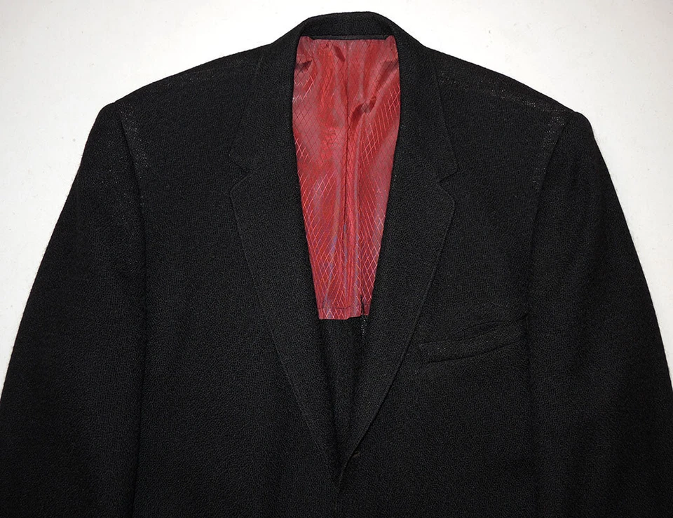 Abrigo deportivo vintage años 50 negro azabache lana suave HOPSACK 46L 3 botones frente Foto 4 de 4