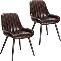 2X Esszimmerstuhl KüChenstüHle Wohnzimmerstuhl Polsterstuhl Kunstleder Braun