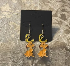Grinch MAX Christmas Holiday Gold Loop Enamel Drop Dangle Adorable Earring Set
