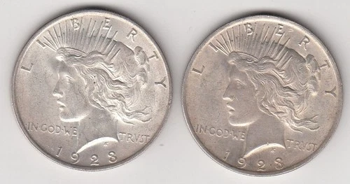 Two (2) 1923 Peace Silver Dollars – UNC