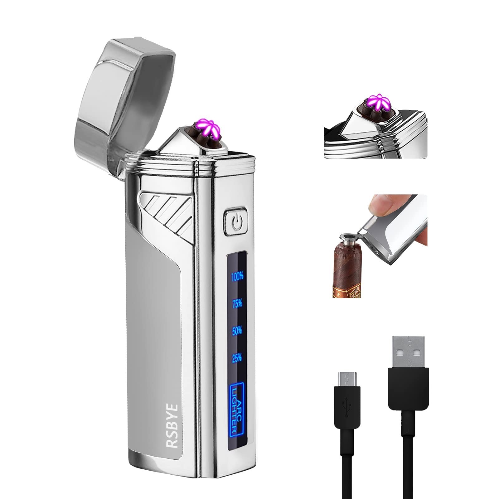 2-in-1 Opener Windproof Lighter Flameless Plasma ...