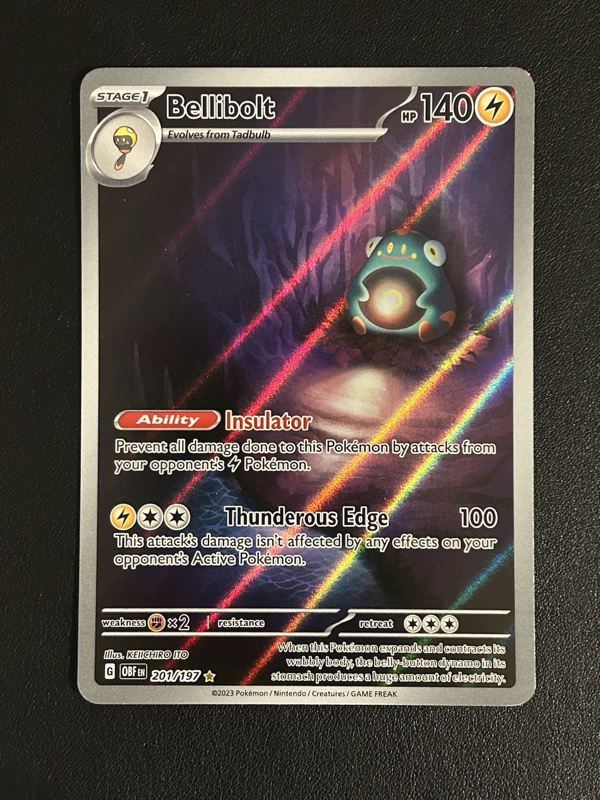 Pokémon TCG Bellibolt SV03: Obsidian Flames 201/197 Holo Illustration Rare NM