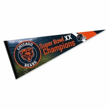 Chicago Bears 1985 Bowl Champions Pennant Banner Flag