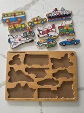 Wooden Puzzle for Kids ages 18 months and up , Transportation Theme, Education