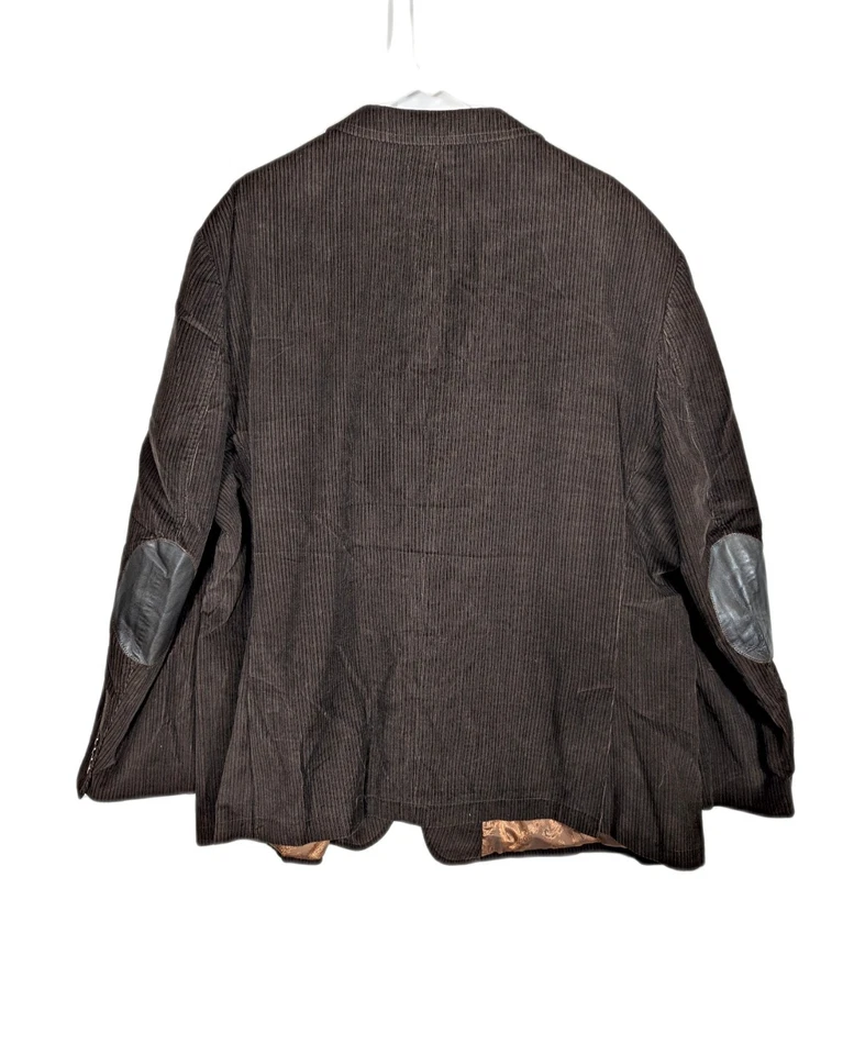 Assets Andrew Fezza Blazer Jacket Mens 54R Brown Corduroy Leather Elbow Pads - Image 2 of 4