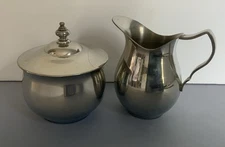 Vintage Kirk Stieff Pewter Creamer and Covered Sugar Bowl