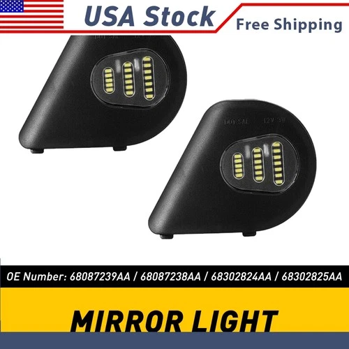White LED Mirror Side Under Puddle Light 10-19 For Dodge RAM 1500 2500 3500 XH