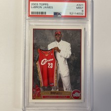 2003-04 Topps #221 LeBron James RC PSA 9 MINT Rookie Card. rookie card picture