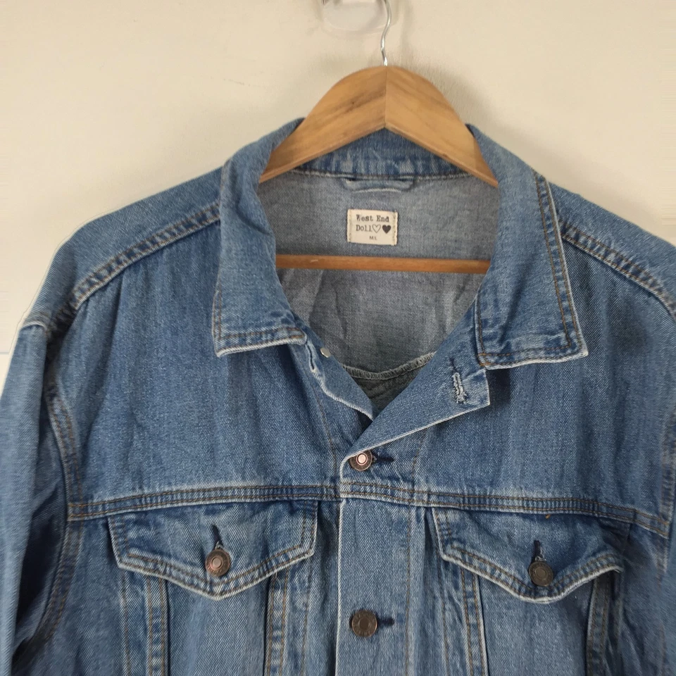 West End Dolls Mujer Denim Chaqueta Talla M/L Azul Manga Larga Cuello Algodón117067 Foto 2 de 4