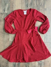 BONNIE JEAN Girls Sz 10 Red Sparkle Knit Christmas Dress Side Bow