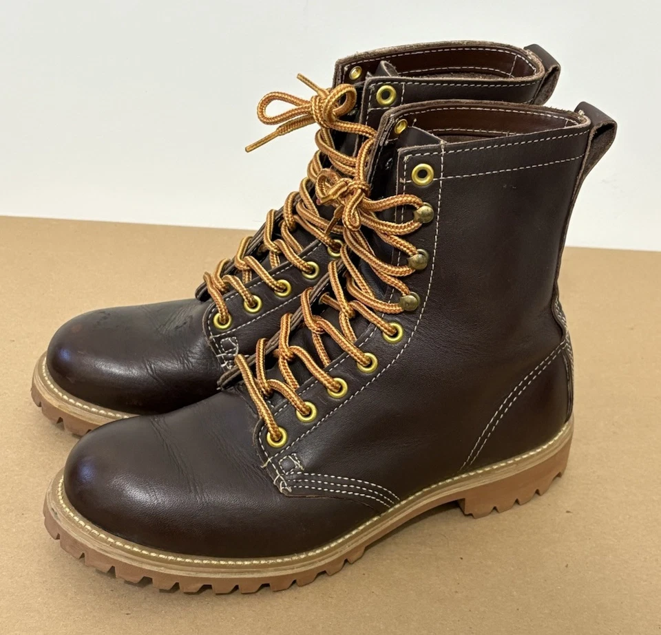 1851 Walker Soft Toe Lace Up Brown Logger Leather Work Boots 9 M Vibram Sole - Image 4 of 4
