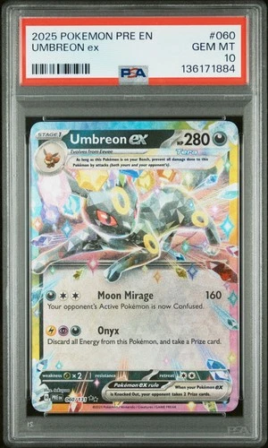 2025 POKEMON PRE EN-PRISMATIC EVOLUTIONS #060 UMBREON EX PSA 10