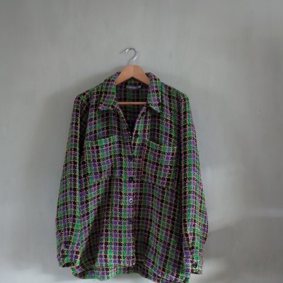 Geisha German Design Jacket/Shacket Checked Green/Purple/Black Uk Size XL