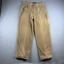 Chaps Ralph Lauren Pants Mens 32x30 Brown Corduroy Classic Chino Pleated (30x27)
