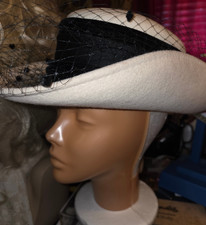 Bette Davis Owned & Worn 1970's White Wool Hat W/Netting from Sydney Guilaroff