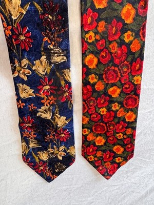 2x Givenchy Paris Selection Couture Krawatten Seide Vintage floral Designer