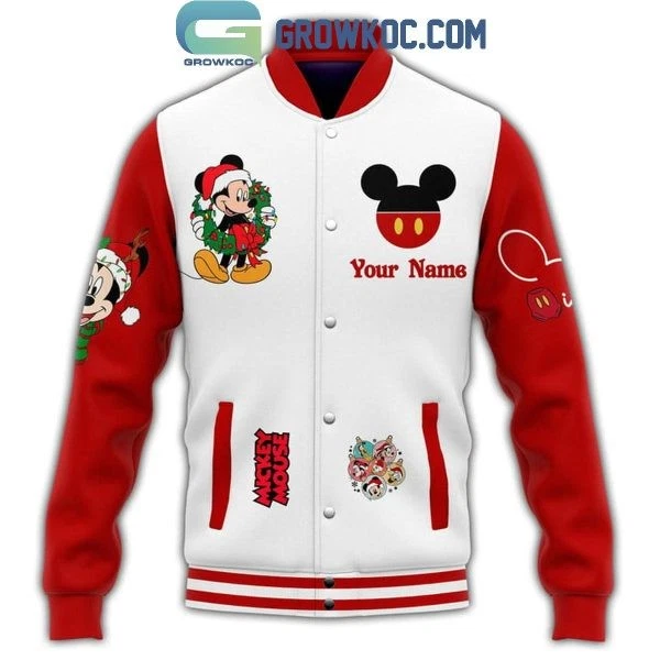 Mickey And Friends Just Waiting For Mickeymas Xmas Personalized Baseball Jacket