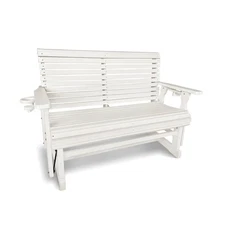 HDPE Patio Glider, Poly Lumber Weather-Resistant Outdoor Glider Bench, White