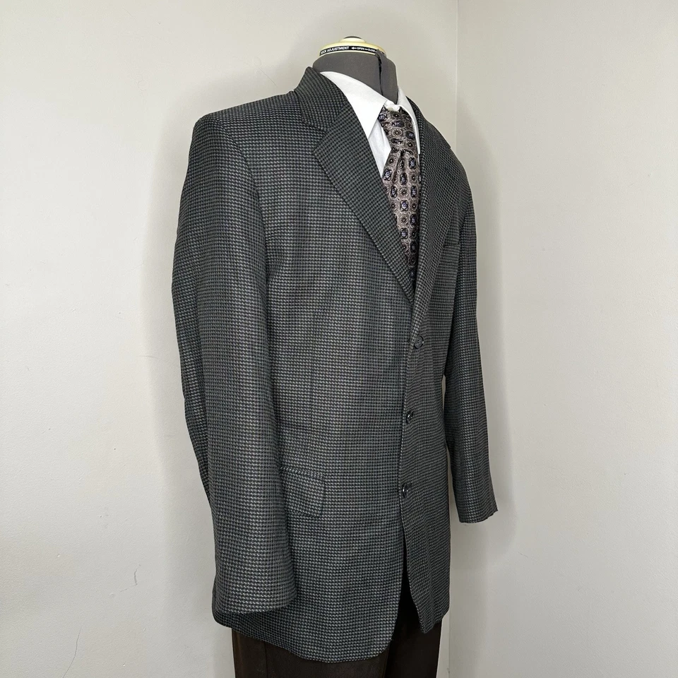 Raffinati Hombres 41R 45" Blazer Abrigo Deportivo Traje Chaqueta Gris Pata de Gallo 3 Btn EE. UU. Foto 3 de 4