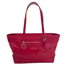Coach Poppy Daisy Liquid Gloss Red Patent Leather Shoulder Bag Tote Y2K # 18674