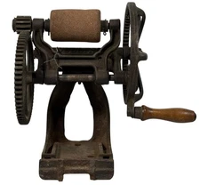 Antique Cast-Iron Bench Grinder – Large Working Hand-Crank 12 in. Height