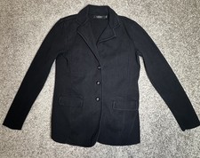 Lauren Ralph Lauren Black Cotton Blend Knit Blazer Crest Buttons Medium