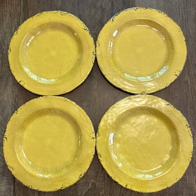 Hobby Lobby Al Fresco Crackle Yellow Orange Dinner Plate Melamine Set of 4