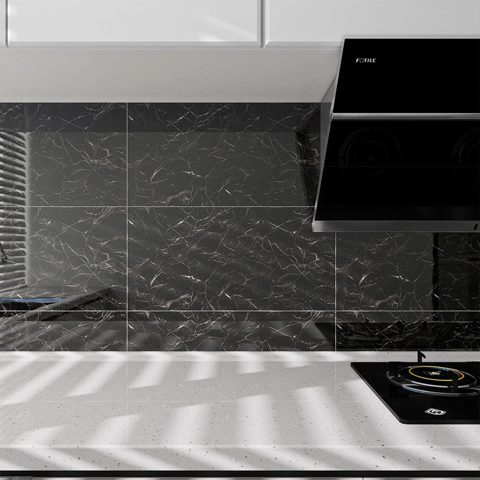 20/40pcs Black Marble Peel and Stick Waterproof Wall Panels (23.6"x11.8") - Image 2 of 4