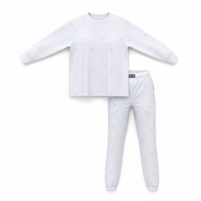 New VICTORIA'S SECRET 100 Cotton Shine Long Pajama Set White w/ Bling S 