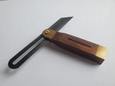 Sliding T Bevel Gauge Level Square 7 1/2" Hardwood Stainless Steel Brass NEW