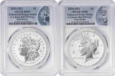 2026-(W) Morgan and Peace Silver Dollar 2-Coin Enhanced Set SP69 FS PCGS Special