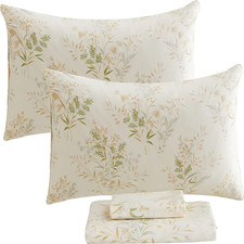 Fadfay Floral Leaves Bed Sheet Set Twin Premi...