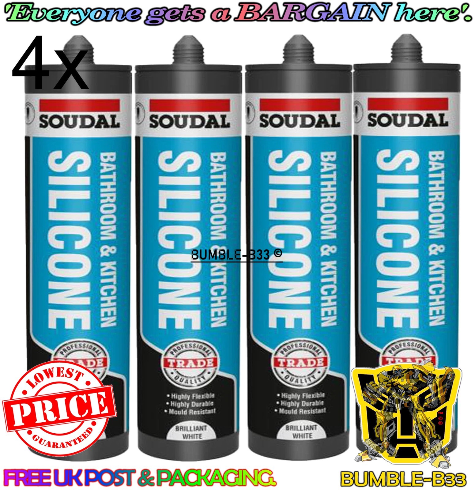 Soudal White Bathroom & Kitchen Silicone 290Ml 144382 - Image 6
