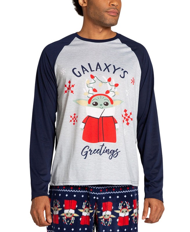 Краткое описание Пижамного топа унисекс в мандалорианском стиле с длинными рукавами (синий Мульти, X-Large)