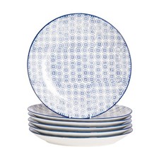 Hand-Printed Dinner Plates - 25.5cm - Navy - Pack of 6