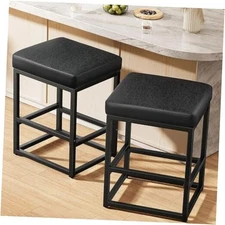 Counter Height Bar Stools Set of 2, 24" Barstools for Kitchen 2 Pack Black02