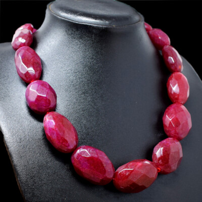 930.00 Cts Earth Mined Single Strand Red Ruby Oval Cut Beads Necklace NK 44E77