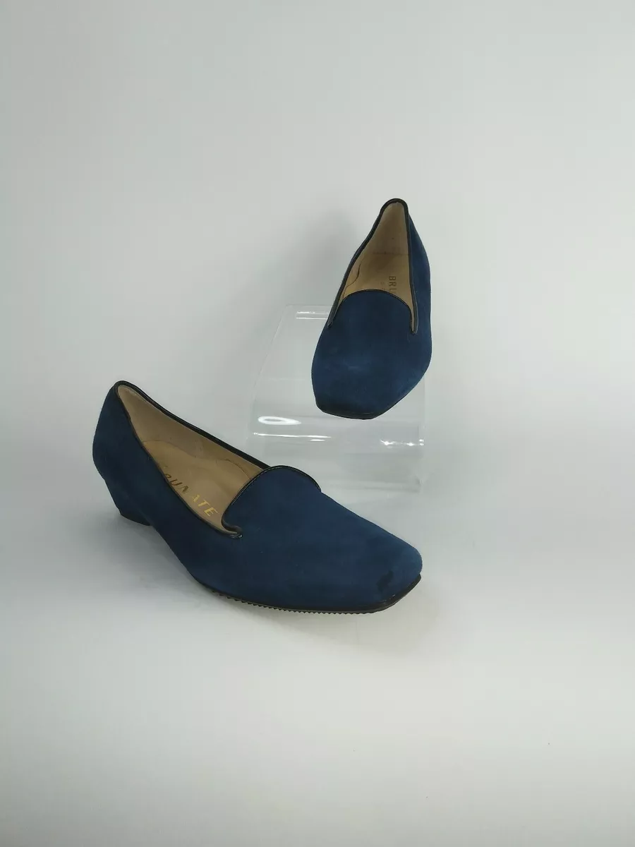 brunate women s blue size 5.5 italian suede one inch heels