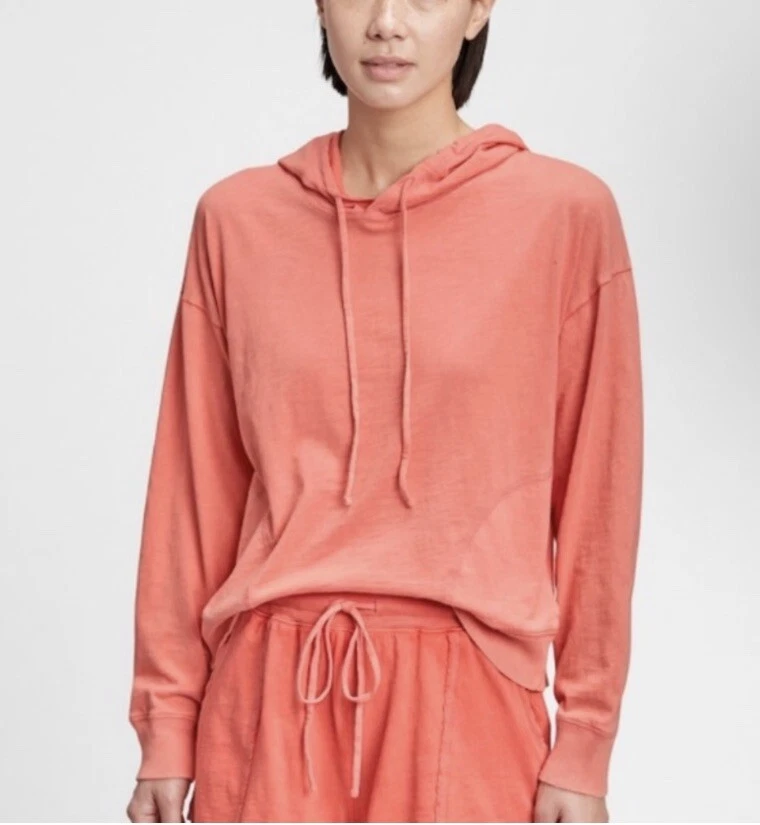 NWT GAP Women s Tee Sweats Hoodie and Short SET Coral Size M
