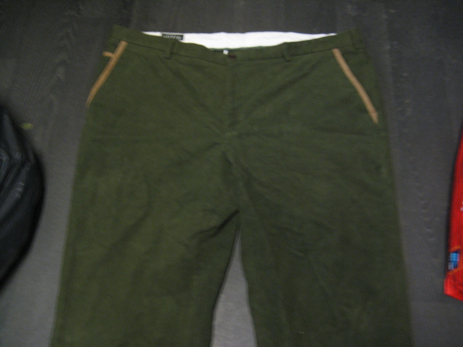 orvis brisbane moss khaki green moleskin straight leg trousers 46