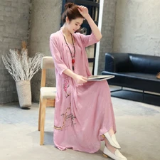 Elegant Lady Ethnic Midi Dress Half Sleeve Fake Two-piece Dress Flower Print