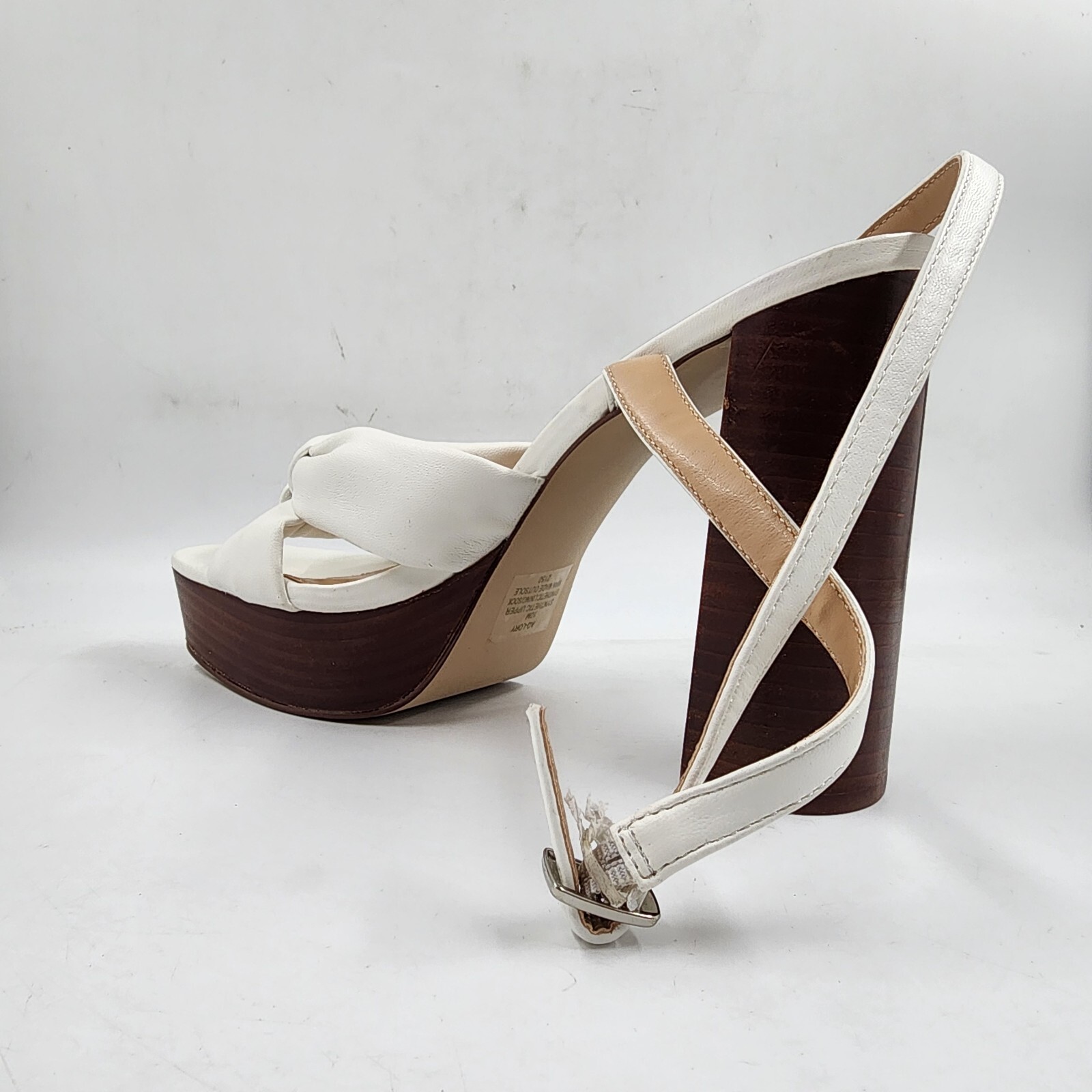 AQUA Lory Platform High Heel Sandals Women's 10M White Ankle Buckle