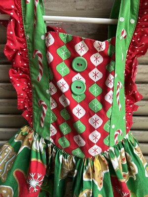 eleanor rose christmas cookie dress Eleanor Rose Christmas Cookie Gingerbread Candy Cane Jumper Aria Dress Size  4-5