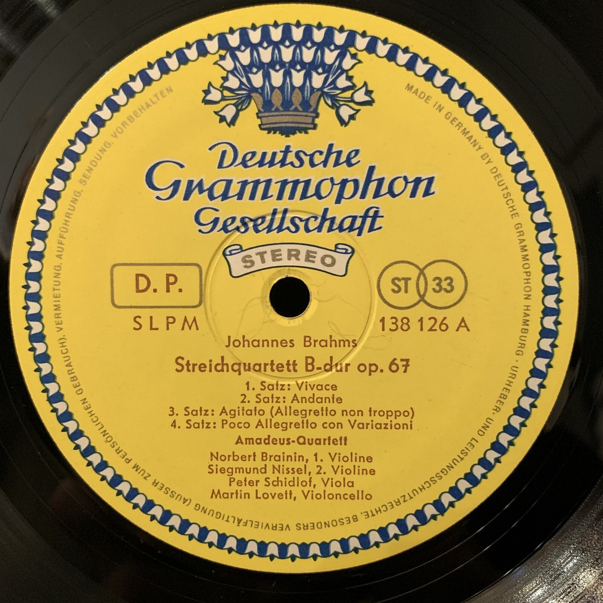 BRAHMS Quartet Op 67 & DVORAK Op 96 American AMADEUS QUARTET - DGG