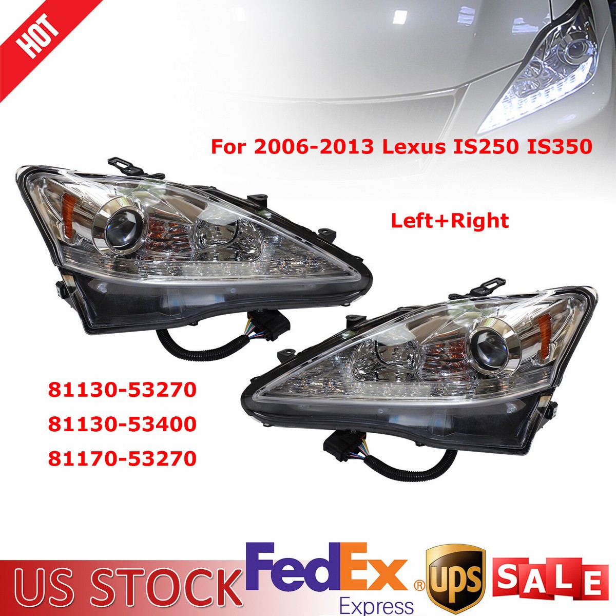 Fit For 2006-2013 Lexus IS250 IS350 Left+Right LED DRL Pair