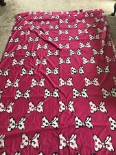 Disney Brand Minnie Mouse Twin Flat Sheet Hot Pink W/ Polka Dot Bows