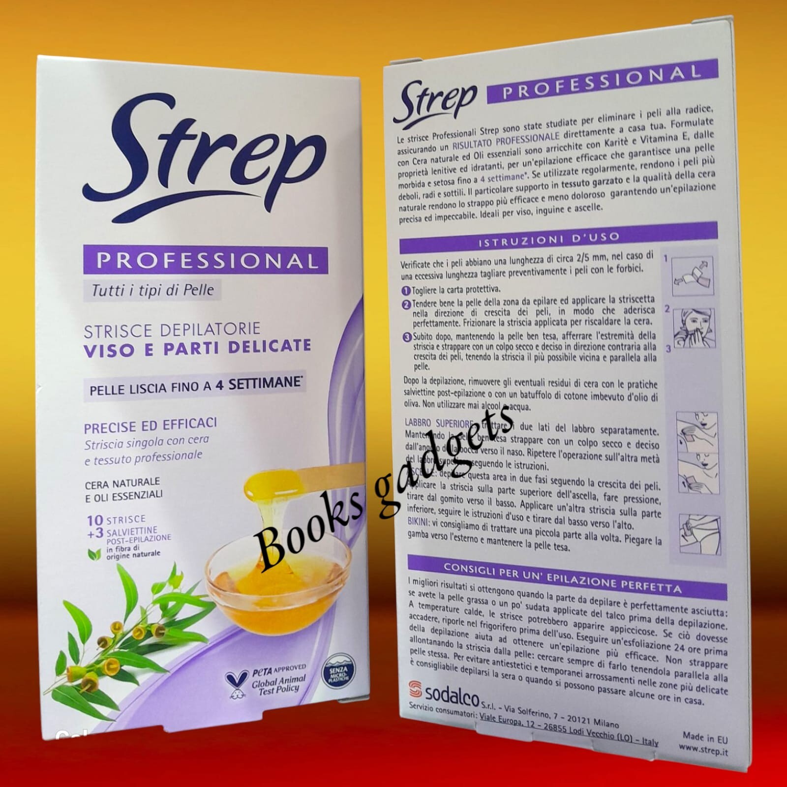 10 pz Strep Profess. (100 Strisce Depilatorie +30 Salviette) VISO-PARTI DELICATE