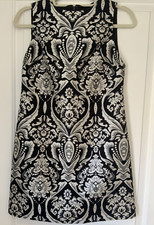 Alice & Olivia Metallic Floral-jacquard Sheath Dress Black White size 2